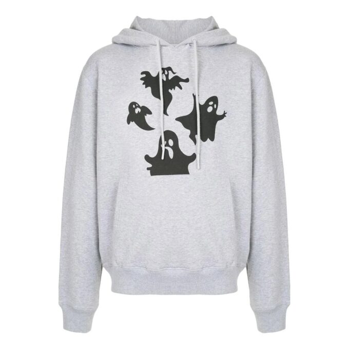 Off-White Herre Devil-trykk med hette og lange ermer, grå