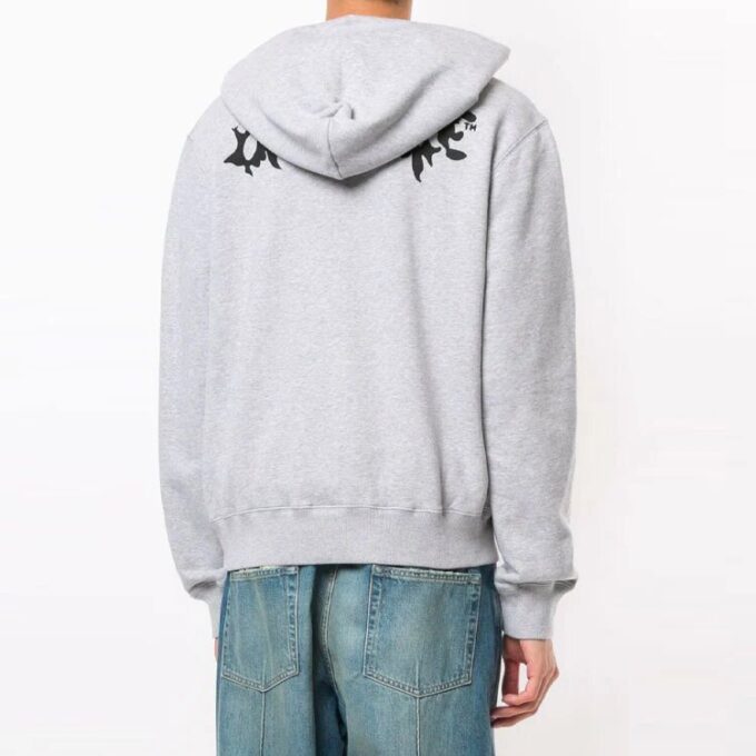 Off-White Herre Devil-trykk med hette og lange ermer, grå