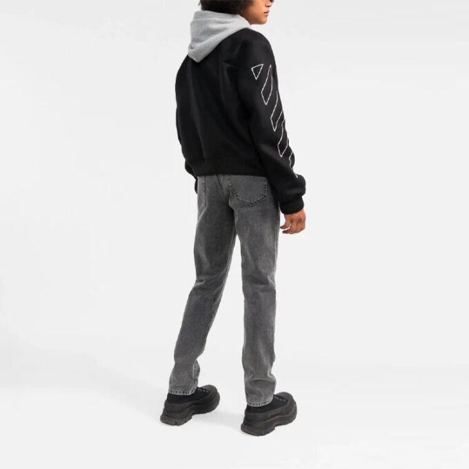 Off-White Herre Diagonal Stripes Langermet Jakke Løs Passform Svart