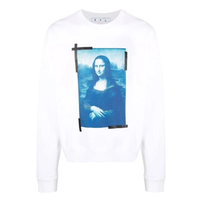 Off-White Herre Elizabeth-trykk Langermet Hvit