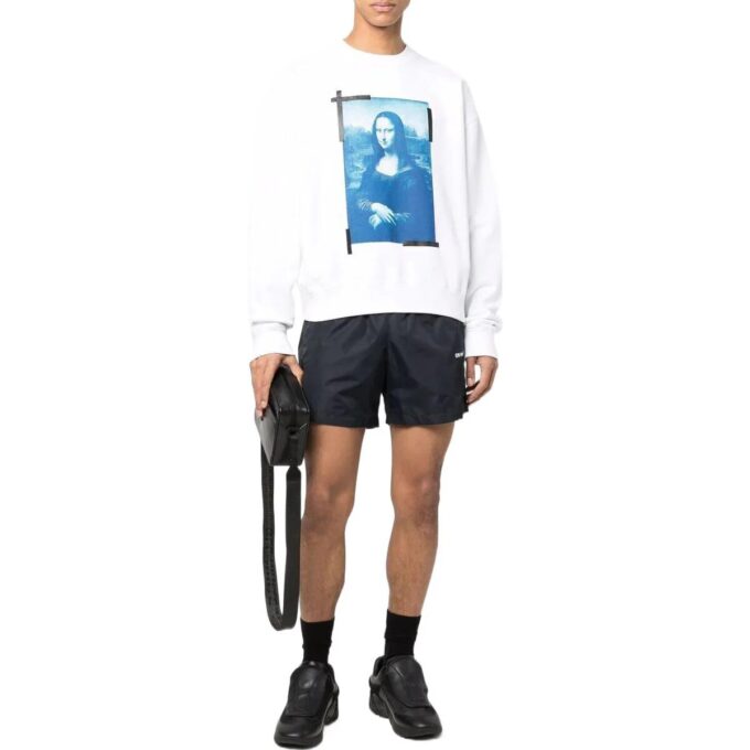 Off-White Herre Elizabeth-trykk Langermet Hvit