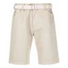 Off-White Herre ensfarget bomullsShorts med knapp i livet, kremhvit