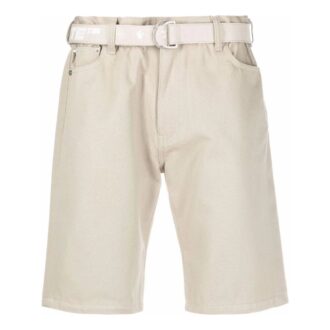 Off-White Herre ensfarget bomullsShorts med knapp i livet, kremhvit