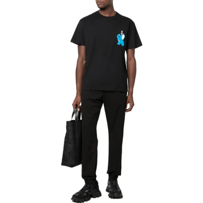 Off-White Herre ensfarget glattvevd strikket sportsbukser/joggebukser i svart