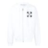 Off-White Herre ensfarget logo-trykk mønster hettejakke med glidelås hvit