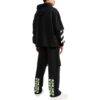 Off-White Herre ensfarget med stripet trykk, hette og lange ermer, svart