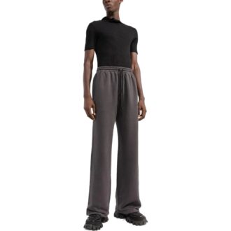Off-White Herre ensfarget med stripetrykk, løse, rette sportsbukser/joggebukser, grå
