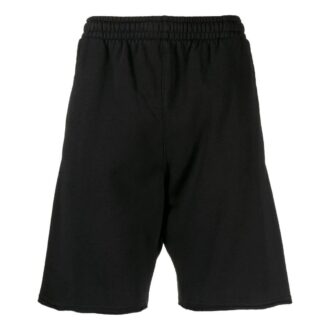 Off-White Herre ensfarget med trykk på baksiden, elastisk linning, rette Shorts, svart