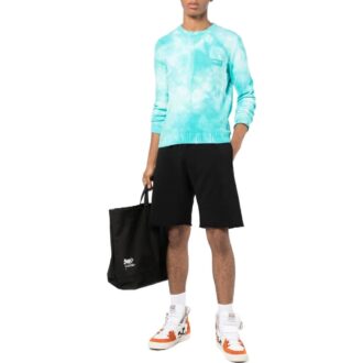 Off-White Herre ensfarget med trykk på baksiden, elastisk linning, rette Shorts, svart