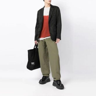 Off-White Herre ensfarget rett casualbukse/bukser løs passform grønn