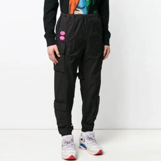 Off-White Herre ensfarget sportbukser med lommer/joggebukser i løs passform, svart
