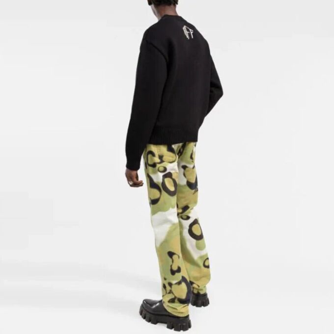 Off-White Herre FW21 3D-pilmønster Strikkegenser Ullgenser Løs Passform Svart