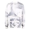 Off-White Herre FW21 Abstrakt trykk Rund hals Pullover Ullgenser Løs passform Hvit
