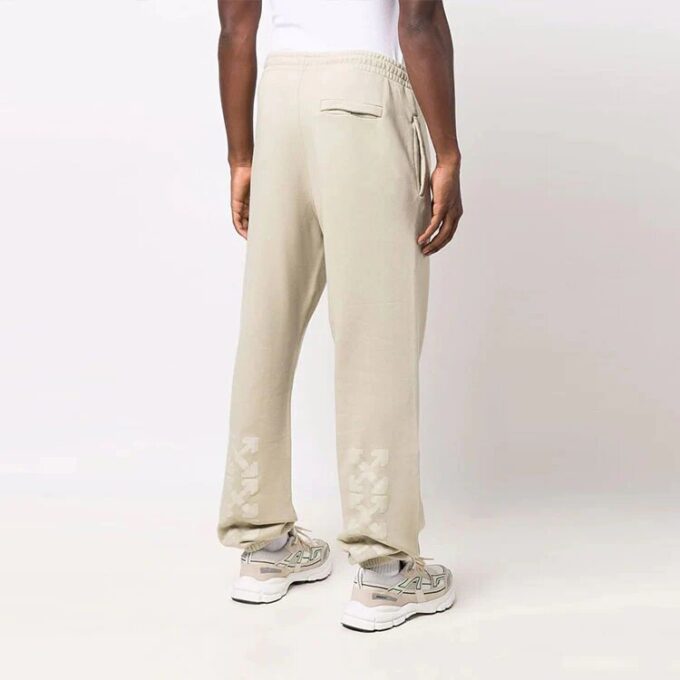 Off-White Herre FW21 Arrow ensfarget pakke med fot, sportsbukser/joggebukser, løs passform, khaki
