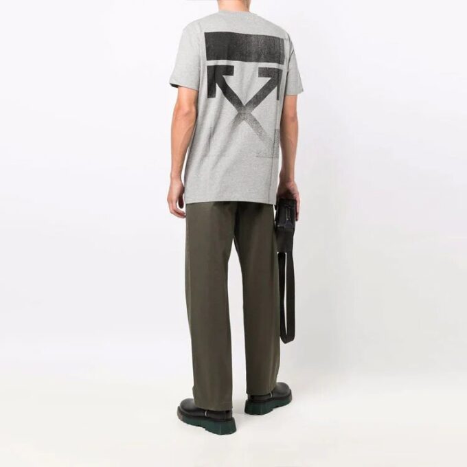Off-White Herre FW21 Arrow Logo Bomull Kortærmet Grå T-skjorte