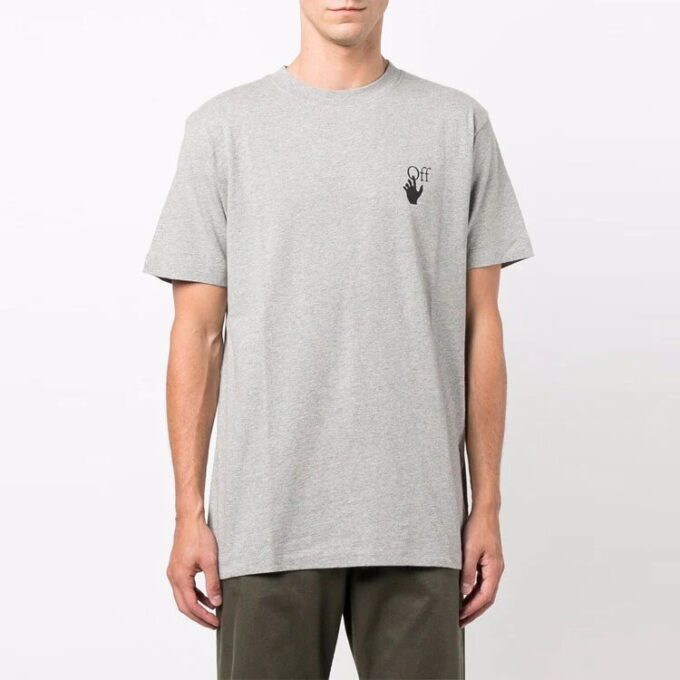 Off-White Herre FW21 Arrow Logo Bomull Kortærmet Grå T-skjorte