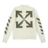 Off-White Herre FW21 Arrow Logo Rundhalset Pullover Ullgenser Løs Passform Melkehvit