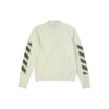 Off-White Herre FW21 Arrow Logo Rundhalset Pullover Ullgenser Løs Passform Melkehvit