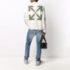 Off-White Herre FW21 Arrow Logo Rundhalset Pullover Ullgenser Løs Passform Melkehvit