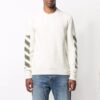 Off-White Herre FW21 Arrow Logo Rundhalset Pullover Ullgenser Løs Passform Melkehvit