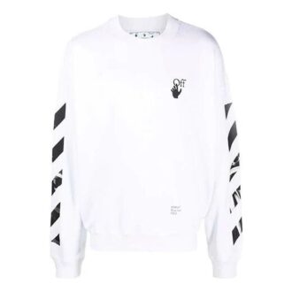 Off-White Herre FW21 Arrow Logo-trykk Pullover Rundhalset Løs Passform Hvit