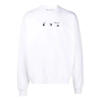 Off-White Herre FW21 Arrow-mønster Rundhalset genser Løs passform Hvit