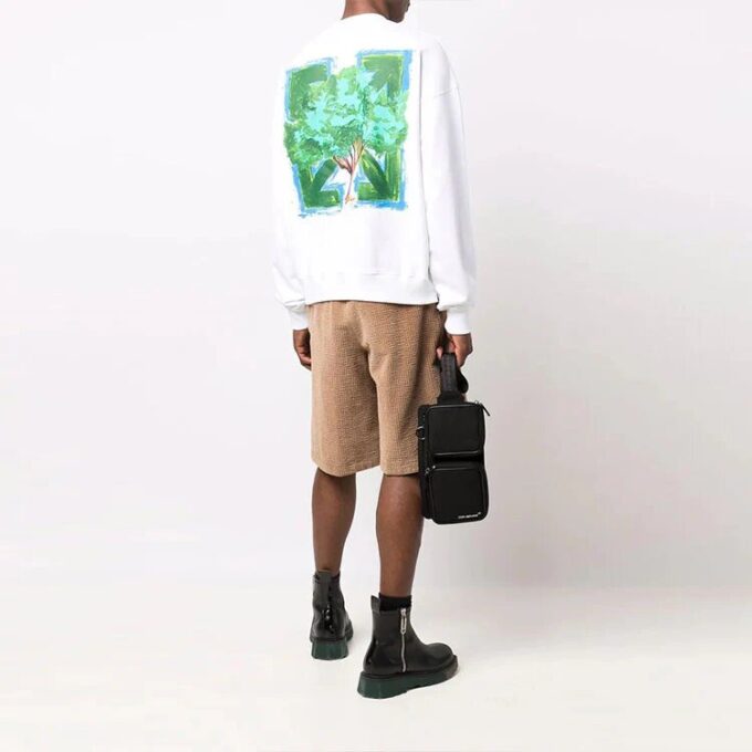 Off-White Herre FW21 Arrow-mønster Rundhalset genser Løs passform Hvit