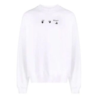 Off-White Herre FW21 Arrow Pattern Pullover Rundhalset Løs Passform Hvit