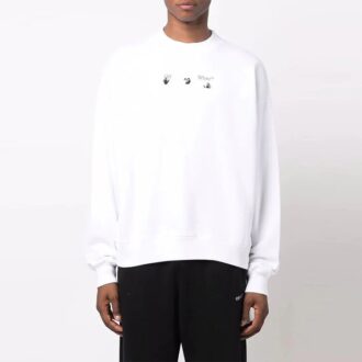 Off-White Herre FW21 Arrow Pattern Pullover Rundhalset Løs Passform Hvit