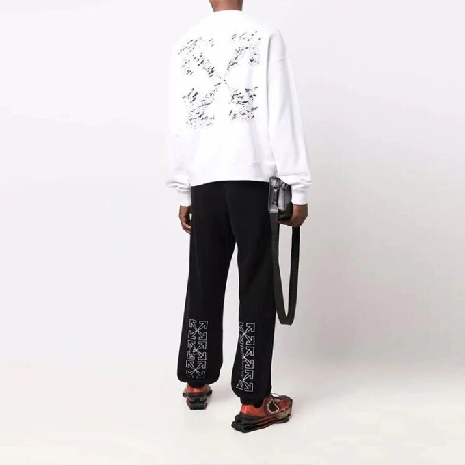 Off-White Herre FW21 Arrow Pattern Pullover Rundhalset Løs Passform Hvit