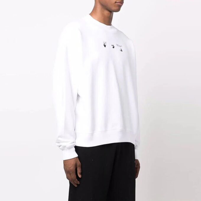 Off-White Herre FW21 Arrow Pattern Pullover Rundhalset Løs Passform Hvit