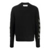Off-White Herre FW21 Arrow Pattern Rundhalset Pullover Ullgenser Løs Passform Svart