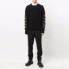 Off-White Herre FW21 Arrow Pattern Rundhalset Pullover Ullgenser Løs Passform Svart