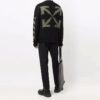 Off-White Herre FW21 Arrow Pattern Rundhalset Pullover Ullgenser Løs Passform Svart