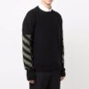 Off-White Herre FW21 Arrow Pattern Rundhalset Pullover Ullgenser Løs Passform Svart