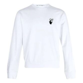 Off-White Herre FW21 Arrow-trykk Pullover Rundhals Langermet Løs Passform Hvit