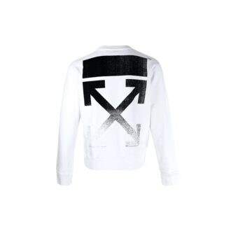Off-White Herre FW21 Arrow-trykk Pullover Rundhals Langermet Løs Passform Hvit