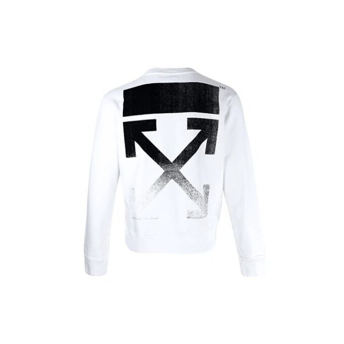 Off-White Herre FW21 Arrow-trykk Pullover Rundhals Langermet Løs Passform Hvit