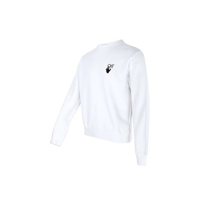 Off-White Herre FW21 Arrow-trykk Pullover Rundhals Langermet Løs Passform Hvit