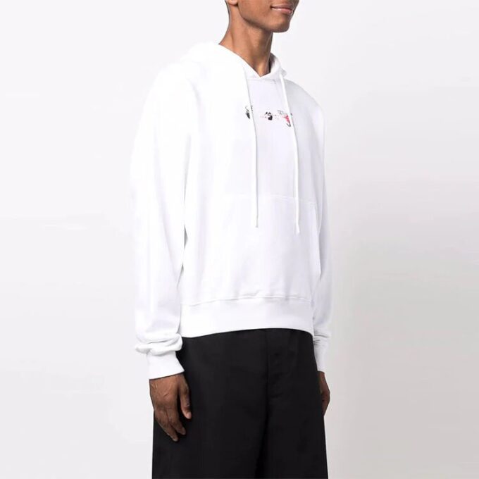 Off-White Herre FW21 Arrows-mønster Alfabettrykk Ensfarget Løs Passform Hvit