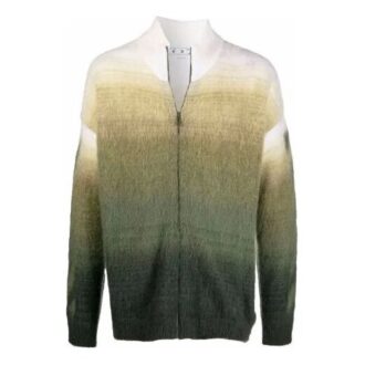 Off-White Herre FW21 Arrows-mønster Glidelås Cardigan Ullgenser Løs Passform Grønn