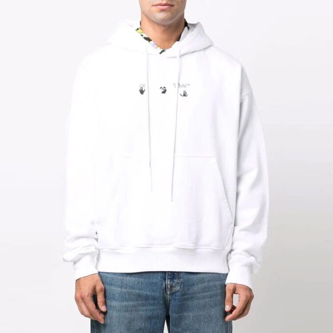 Off-White Herre FW21 Arrows-mønster Hette Langermet Løs Passform Hvit