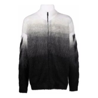 Off-White Herre FW21 Arrows-mønster Jacquard Gradient Glidelås Cardigan Ullgenser Løs Passform Svart