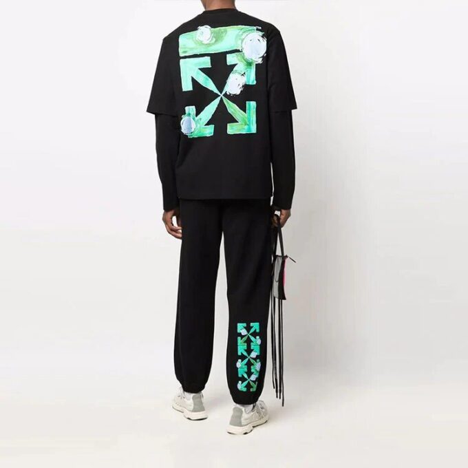 Off-White Herre FW21 Arrows-mønster Sportsbukser/Joggebukser Svart