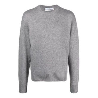 Off-White Herre FW21 Basic Rundhalset Pullover Ullgenser Grå