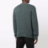 Off-White Herre FW21 Bryst Intarsia Strikk Logo Rundhals Langermet Ullgenser Løs Passform Grønn