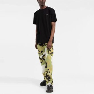 Off-White Herre FW21 Brystlogo Rundhalset Kortærmet Svart T-skjorte