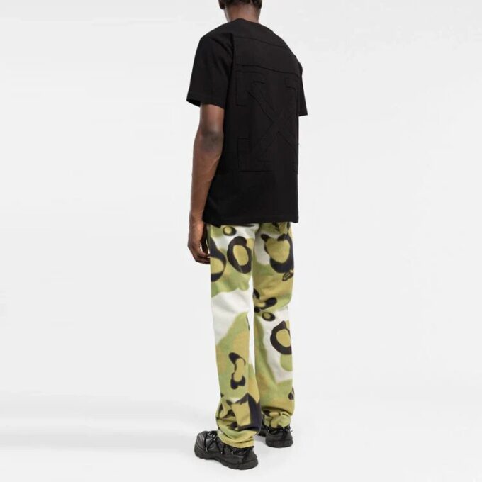 Off-White Herre FW21 Brystlogo Rundhalset Kortærmet Svart T-skjorte