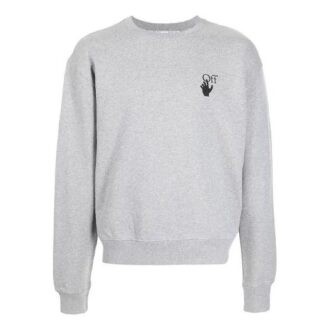 Off-White Herre FW21, brystlogo, trykk, pilemønster på ryggen, lange ermer, løs passform, grå