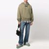 Off-White Herre FW21 Brystlogo-trykk Snøring Hette Langermet Løs passform Grønn
